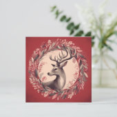 Kerstelijke rendieren met kerstkrans feestdagenkaart (Staand voorkant)