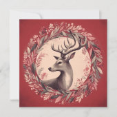 Kerstelijke rendieren met kerstkrans feestdagenkaart (Voorkant)