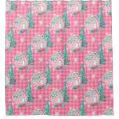 Kerstelijke Roze Gingerbread Huis Douchegordijn (Voorkant)