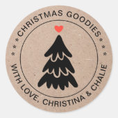 Kerstelijke Rustieke Hartelijk Persoonlijke Cadeau Ronde Sticker (Voorkant)