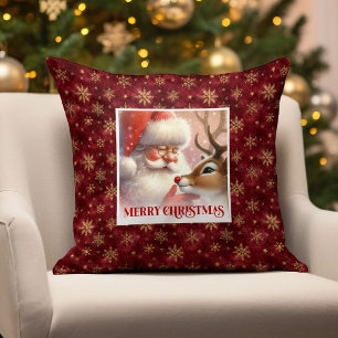 Kerstelijke Santa en Rudolph Kerst Kussen 