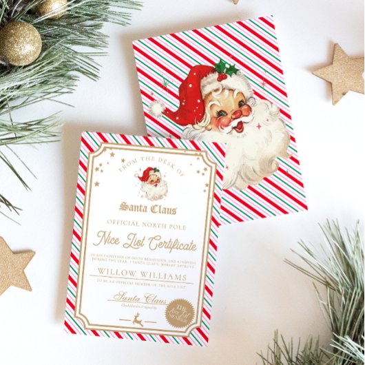 Kerstelijke Streep Nice List Certificaatkaart Kaart