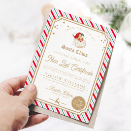 Kerstelijke Streep Nice List Certificaatkaart Kaart