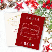 Kerstelijke Strik & Boom Doodle Klassieke Rode Ker Feestdagenkaart