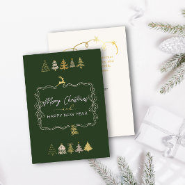 Kerstelijke Strik & Chic Bomen Doodle Groen Kerstk Feestdagenkaart