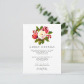 Kerstelijke trouwfeest uitnodiging met bloemmotief (Staand voorkant)