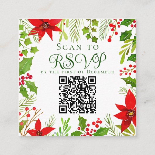 Kerstelijke trouwwebsite QR-code RSVP-kaart voor f Informatiekaartje (Voorkant)