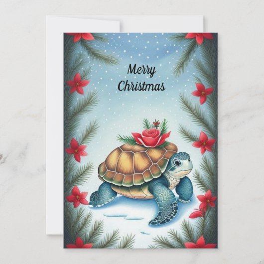 Kerstelijke Turtle Flat Kerstkaart (Voorkant)