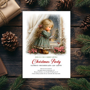 Kerstelijke uitnodiging Schattig meisje Kerst scèn