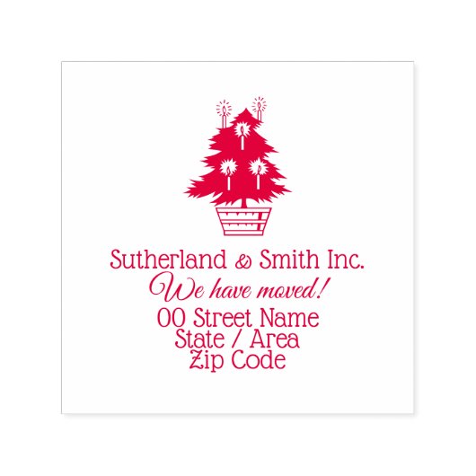 Kerstelijke verhuizing kerstboom nieuw adres zelfinktende stempel (Design)