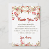 Kerstelijke verjaardagsfeest Dank je kaart met blo (Voorkant)