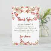 Kerstelijke verjaardagsfeest Dank je kaart met blo (Staand voorkant)