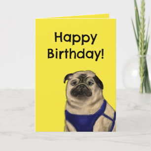 Kerstelijke verjaardagskaart (Pug) Kaart