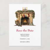 Kerstelijke Victorian Haard Save the Date Aankondigingskaart (Voorkant)