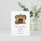 Kerstelijke Victorian Haard Save the Date Aankondigingskaart (Staand voorkant)