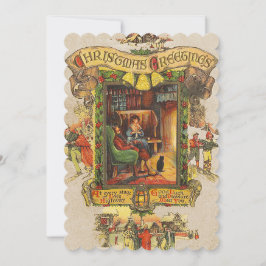 Kerstelijke Vintage Wenskaart Plat Fotokaart Feestdagenkaart