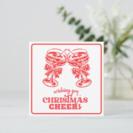Kerstelijke vrolijkheid en drankjes  feestdagenkaart (Staand voorkant)