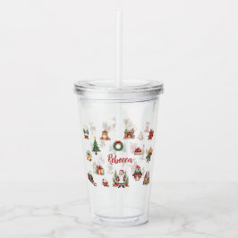 Kerstelijke Waterverf Kerst Iconen Vakantie Tumble Acryl Drinkbeker