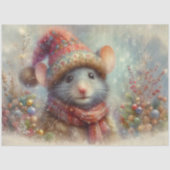 Kerstelijke Watervlekkerige Kerstmuis Decoupage Tissuepapier (Voorkant)