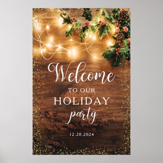 Kerstelijke Welkom Bord in Rustieke Stijl Poster (Voorkant)