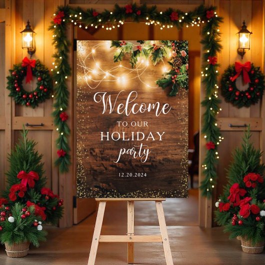 Kerstelijke Welkom Bord in Rustieke Stijl Poster