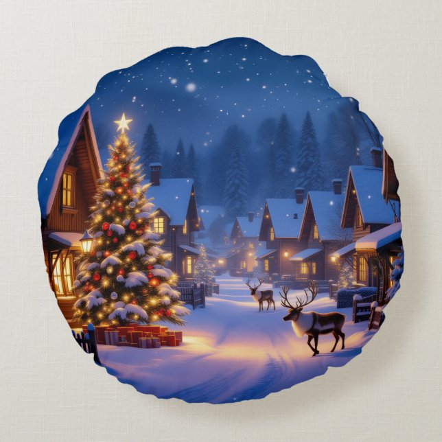 Kerstelijke Worp Rond Kussen (Achterkant)