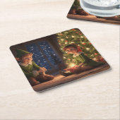 KerstElves Kartonnen Onderzetters (Schuin)