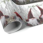 KerstElves Silver Burgundy Cute Typografie Cadeaupapier (Rol Hoek)