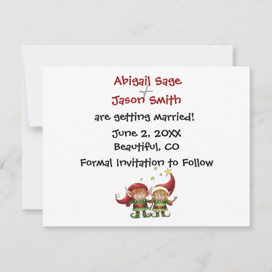 KerstElves sparen de aankondiging van de bruiloft (Achterkant)