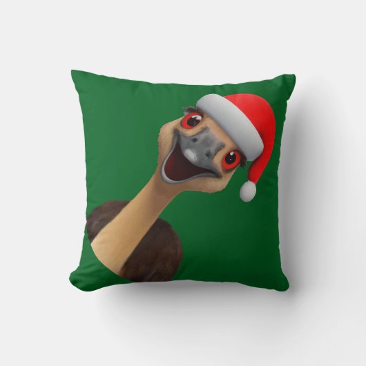 Kerstemu van de Kerstman - Cute Christmas Emu Kussen (Voorkant)