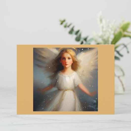 Kerstengel 2 feestdagenkaart (Staand voorkant)