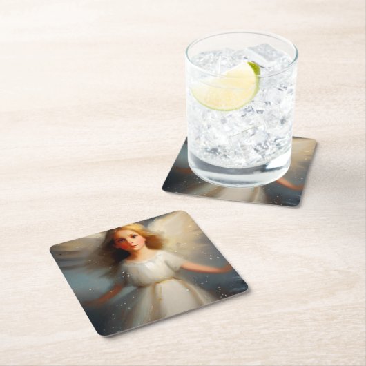 Kerstengel 2 kartonnen onderzetters (Insitu)