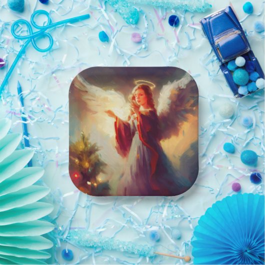 Kerstengel 3 papieren bordje (Feest)