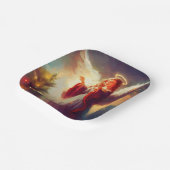 Kerstengel 3 papieren bordje (Gebogen)