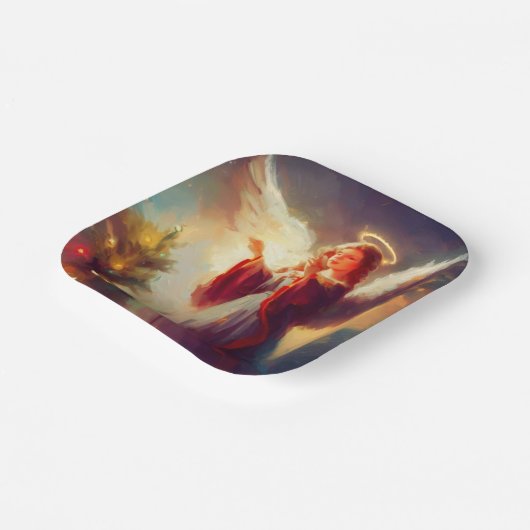 Kerstengel 3 papieren bordje (Gebogen)