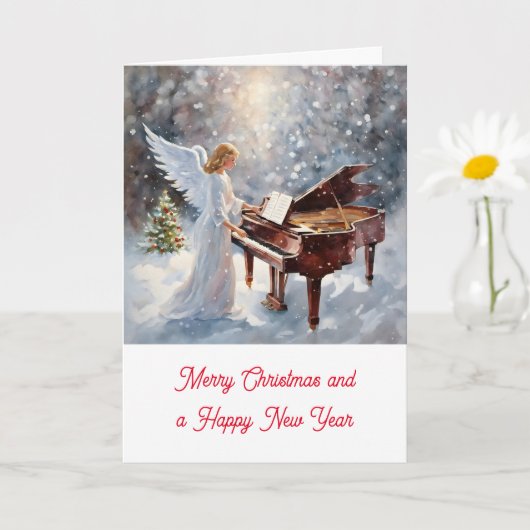 Kerstengel achter de piano kaart (Kleine Plant)