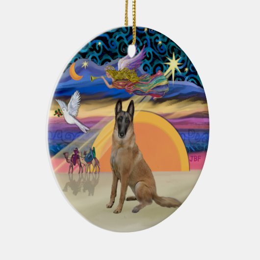 Kerstengel - Belgische Malinois Keramisch Ornament (Rechts)