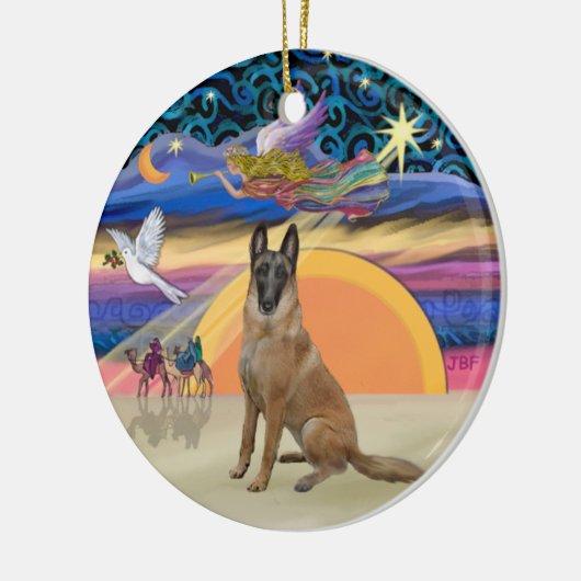 Kerstengel - Belgische Malinois Keramisch Ornament (Links)