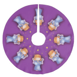 Kerstengel bidt paarse kerstboomrok kerstboom rok