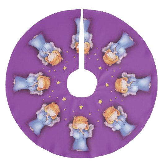 Kerstengel bidt paarse kerstboomrok kerstboom rok (Voorkant)