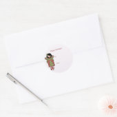 Kerstengel cadeautag ronde sticker (Envelop)