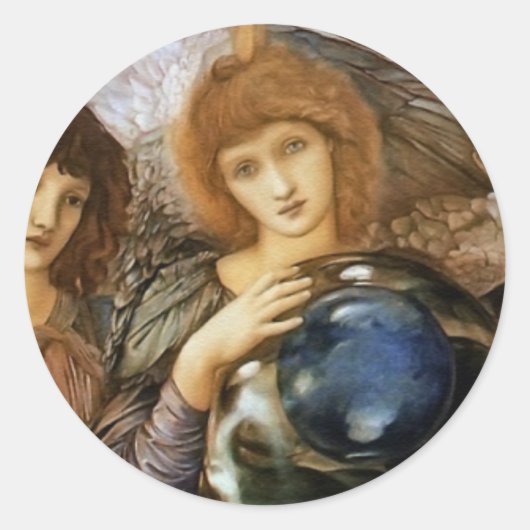 Kerstengel - "Dagen van de Schepping"  Kunst Ronde Sticker (Voorkant)