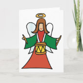 Kerstengel Drummer Feestelijke Muziek Ontwerp Kaart (Voorkant)