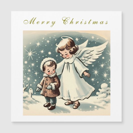 Kerstengel en kind magnetische kaart (Voorkant)