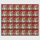 Kerstengel en lantaarn in vintage stijl cadeaupapier (Vlak)