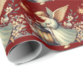 Kerstengel en lantaarn in vintage stijl cadeaupapier (Rol Hoek)