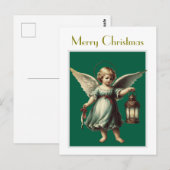 Kerstengel en lantaarn uit de oude doos  briefkaart (Voorkant / Achterkant)
