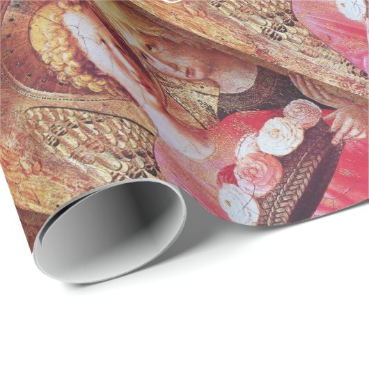 KERSTENGEL EN ROZEN JOY PEACE LOVE PERCHMENT CADEAUPAPIER (Rol Hoek)