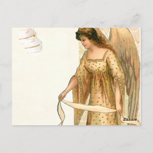 Kerstengel en siervoorwerpen briefkaart (Achterkant)