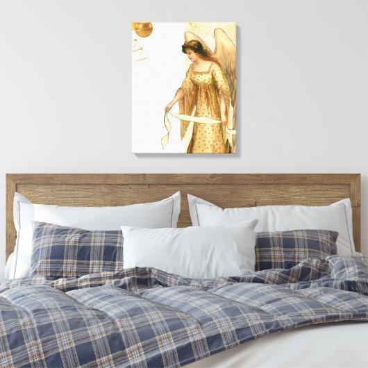 Kerstengel en siervoorwerpen canvas afdruk (Insitu (Slaapkamer))